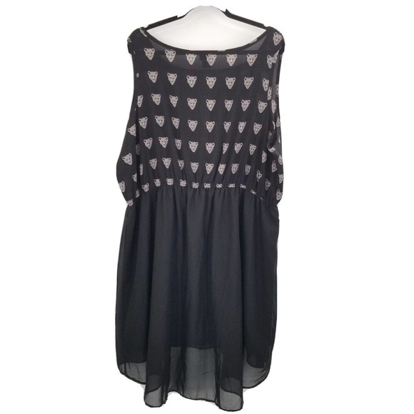 Dots leopard print high low dress womens plus size 24 black sleeveless blousan - Picture 3 of 12